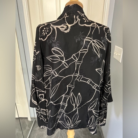 Chico’s Design Silk Asian‎ Inspired Bamboo Print Kimonoo Cardigan - Picture 4 of 9